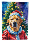 Yellow Labrador Retriever Christmas House Flag 28x40 Porch Sleeve Pole Decorative Outside Yard Banner Artwork Wall Hanging, Polyester