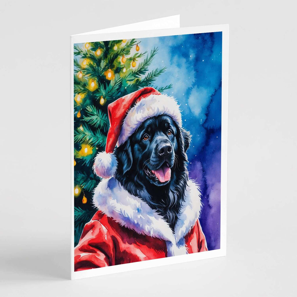 Black Newfoundland Christmas Greeting Cards Pack of 8 Blank Cards with Envelopes Whimsical A7 Size 5x7