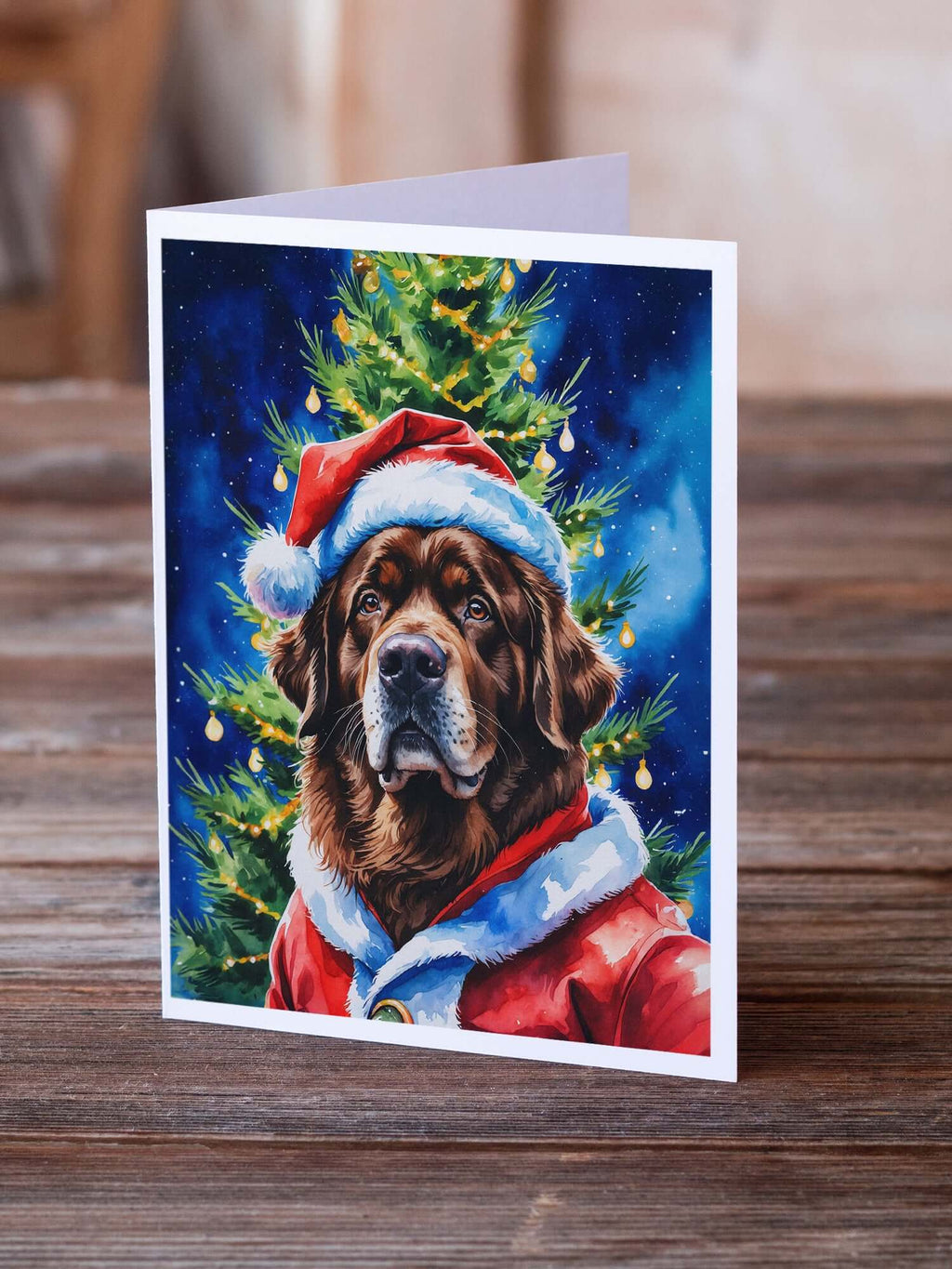 Chocolate Newfoundland Christmas Greeting Cards Pack of 8 Blank Cards with Envelopes Whimsical A7 Size 5x7