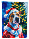 Pit Bull Terrier Christmas House Flag 28x40 Porch Sleeve Pole Decorative Outside Yard Banner Artwork Wall Hanging, Polyester