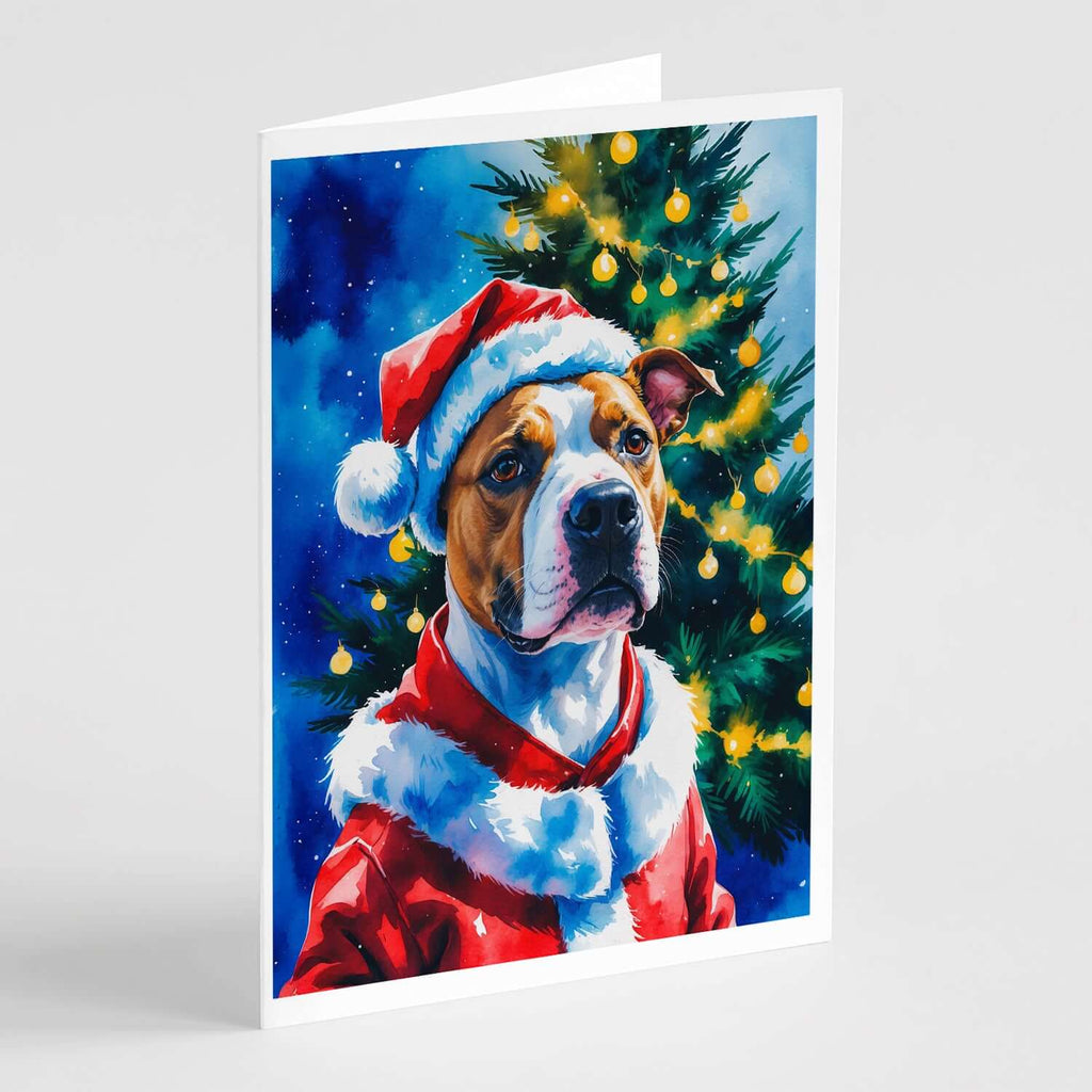 Pit Bull Terrier Christmas Greeting Cards Pack of 8 Blank Cards with Envelopes Whimsical A7 Size 5x7