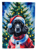 Black Poodle Christmas House Flag 28x40 Porch Sleeve Pole Decorative Outside Yard Banner Artwork Wall Hanging, Polyester