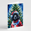 Black Poodle Christmas Greeting Cards Pack of 8 Blank Cards with Envelopes Whimsical A7 Size 5x7