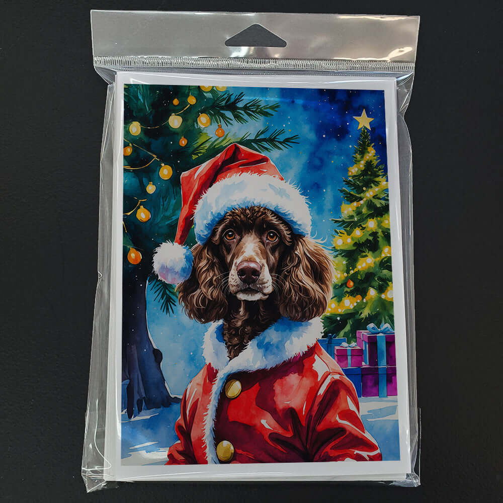 Chocolate Poodle Christmas Greeting Cards Pack of 8 Blank Cards with Envelopes Whimsical A7 Size 5x7