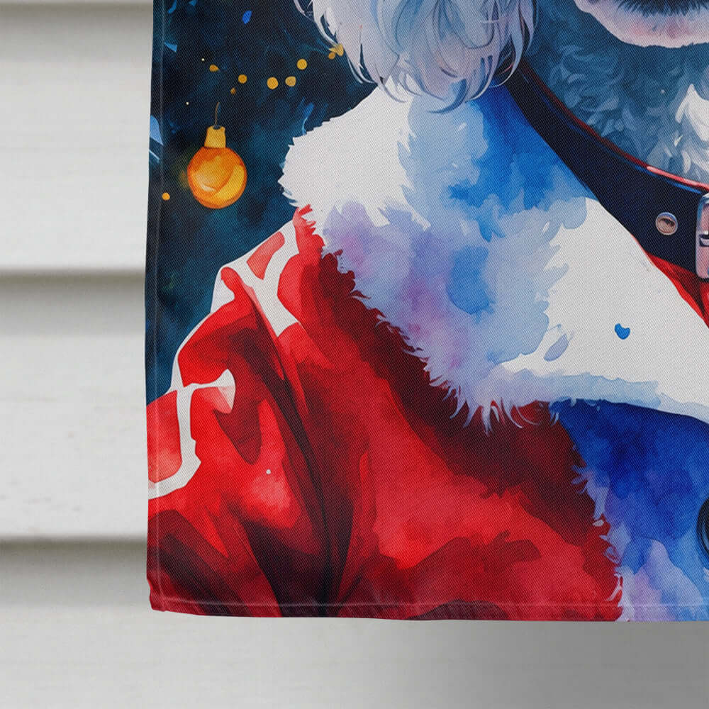 White Poodle Christmas House Flag 28x40 Porch Sleeve Pole Decorative Outside Yard Banner Artwork Wall Hanging, Polyester