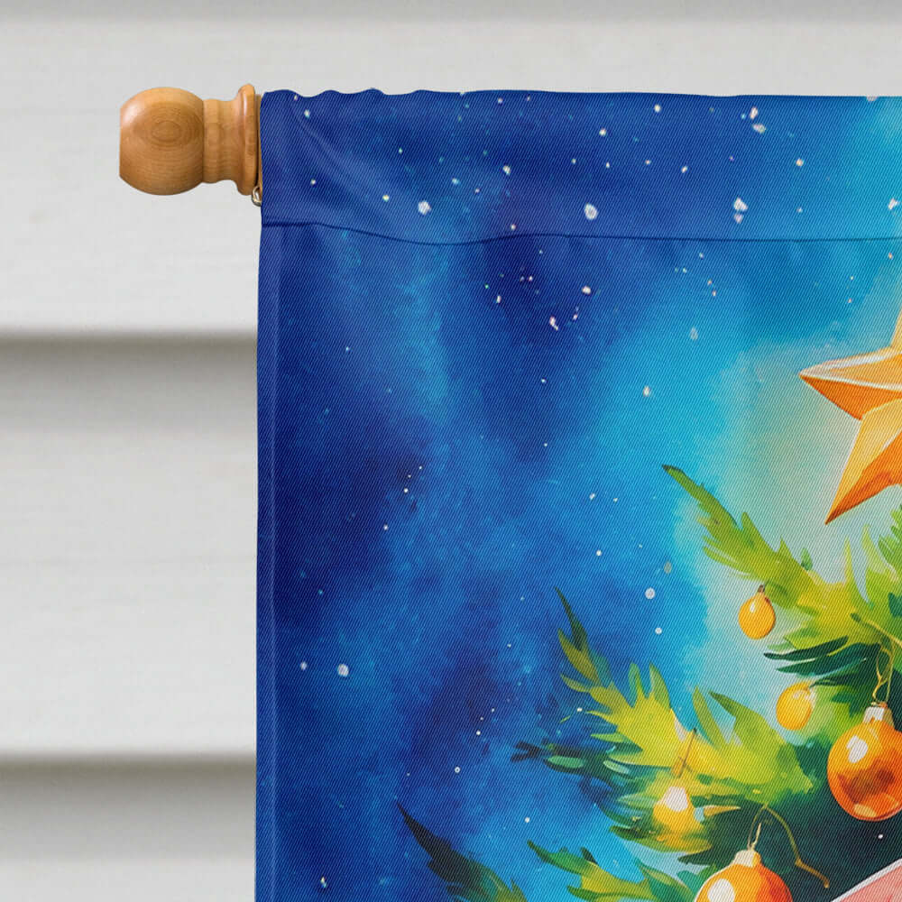 Rottweiler Christmas House Flag 28x40 Porch Sleeve Pole Decorative Outside Yard Banner Artwork Wall Hanging, Polyester
