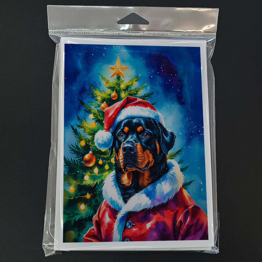 Rottweiler Christmas Greeting Cards Pack of 8 Blank Cards with Envelopes Whimsical A7 Size 5x7