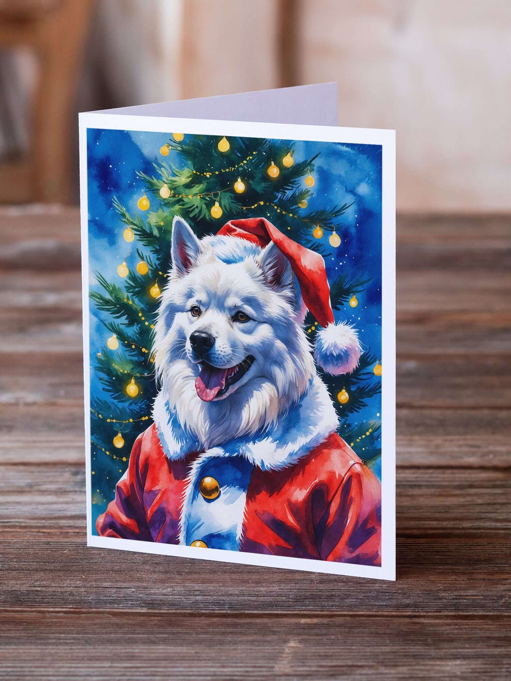 Samoyed Christmas Greeting Cards Pack of 8 Blank Cards with Envelopes Whimsical A7 Size 5x7
