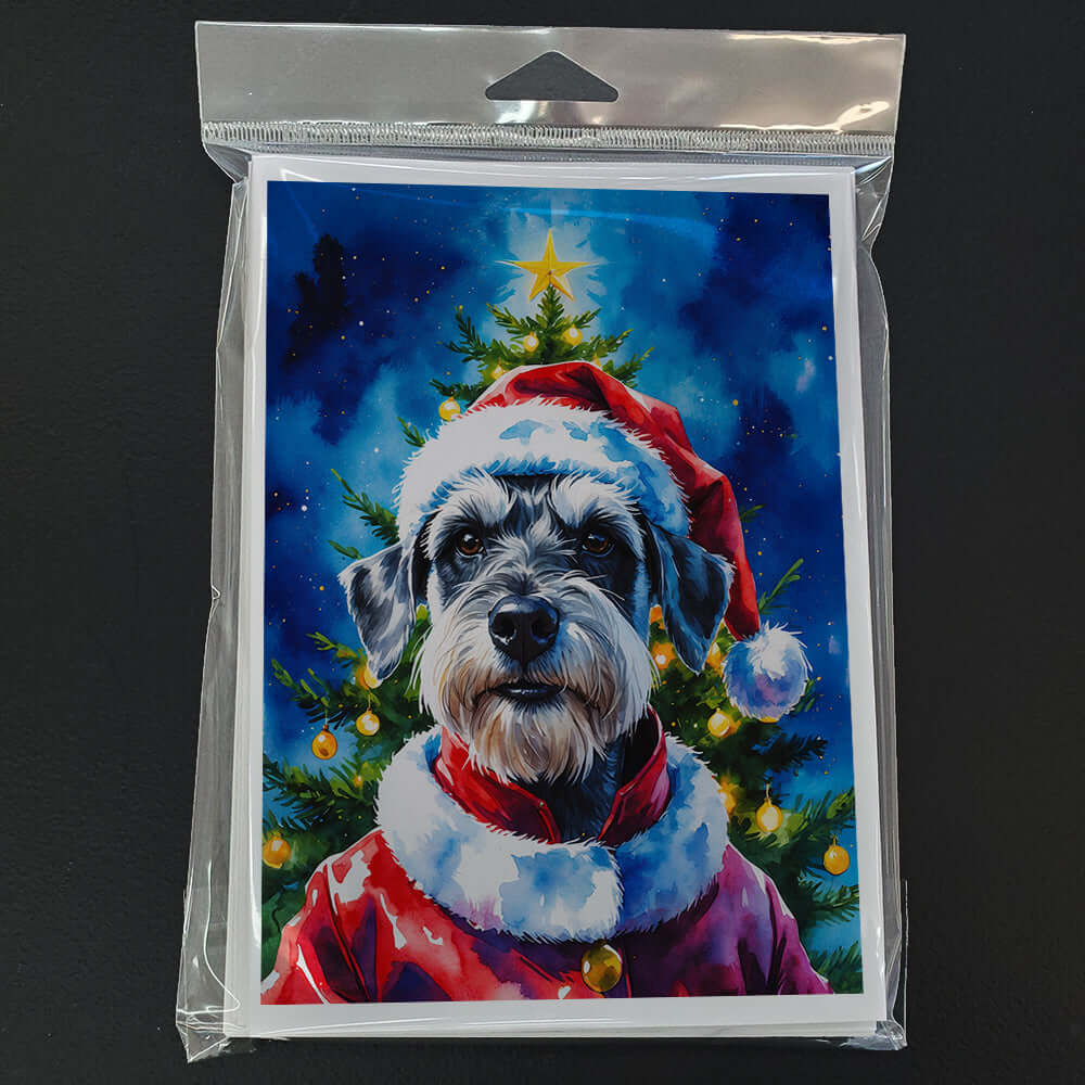 Schnauzer Christmas Greeting Cards Pack of 8 Blank Cards with Envelopes Whimsical A7 Size 5x7