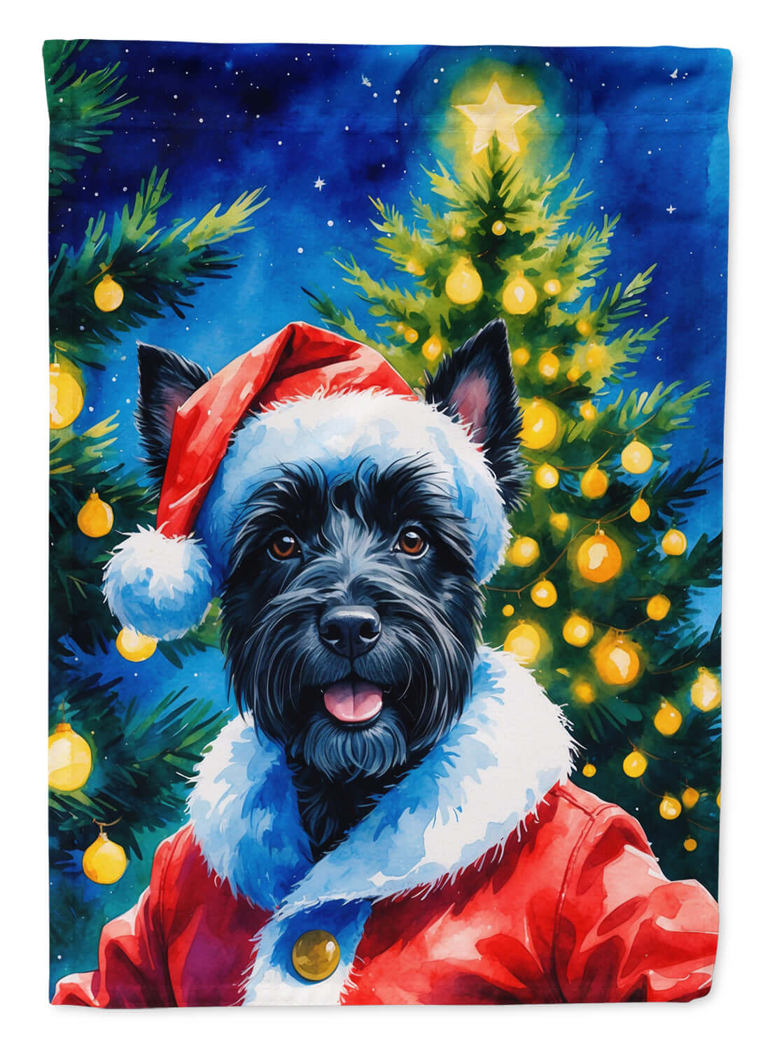 Scottish Terrier Christmas House Flag 28x40 Porch Sleeve Pole Decorative Outside Yard Banner Artwork Wall Hanging, Polyester
