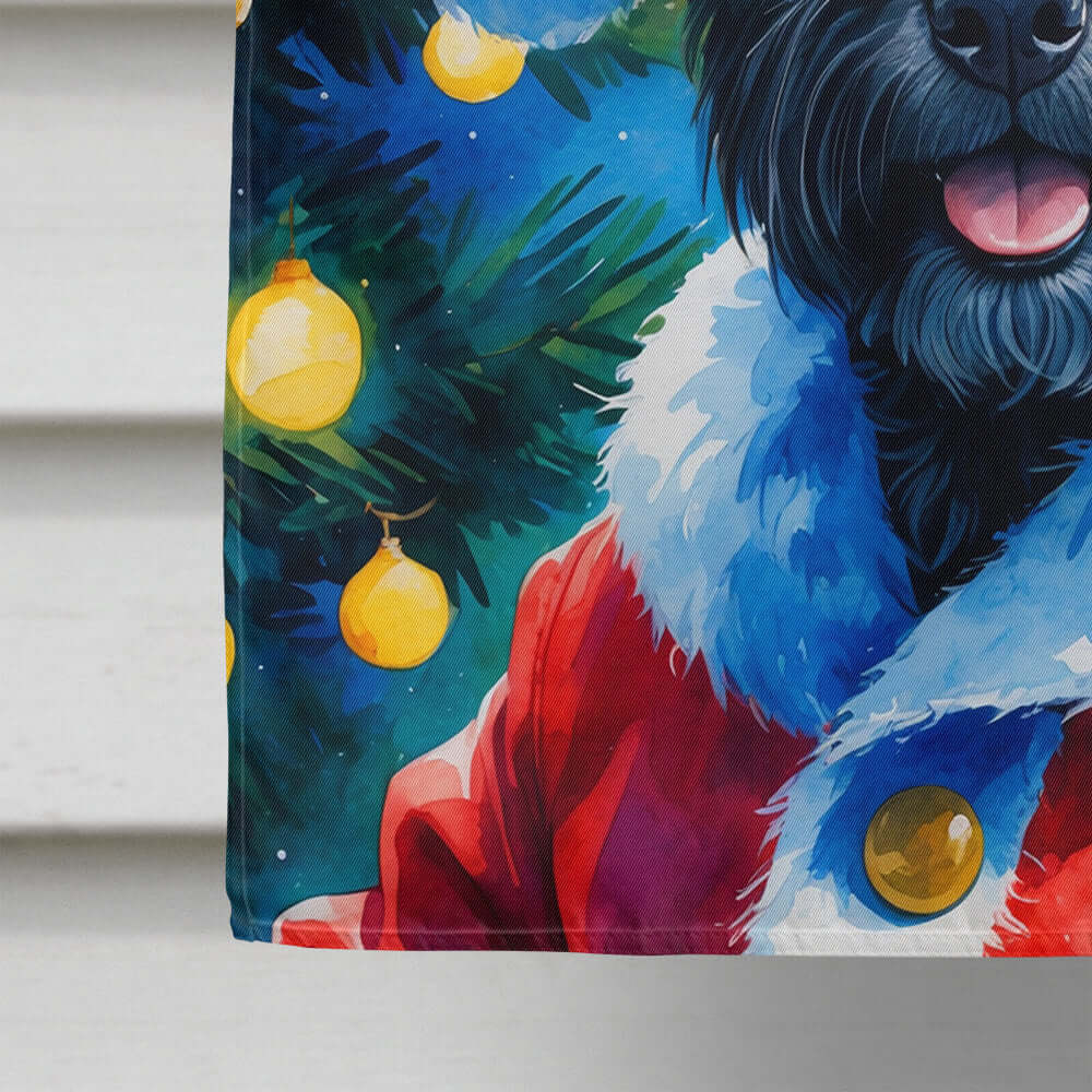 Scottish Terrier Christmas House Flag 28x40 Porch Sleeve Pole Decorative Outside Yard Banner Artwork Wall Hanging, Polyester