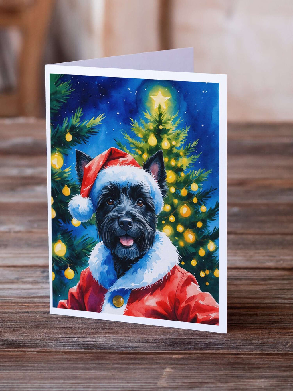 Scottish Terrier Christmas Greeting Cards Pack of 8 Blank Cards with Envelopes Whimsical A7 Size 5x7