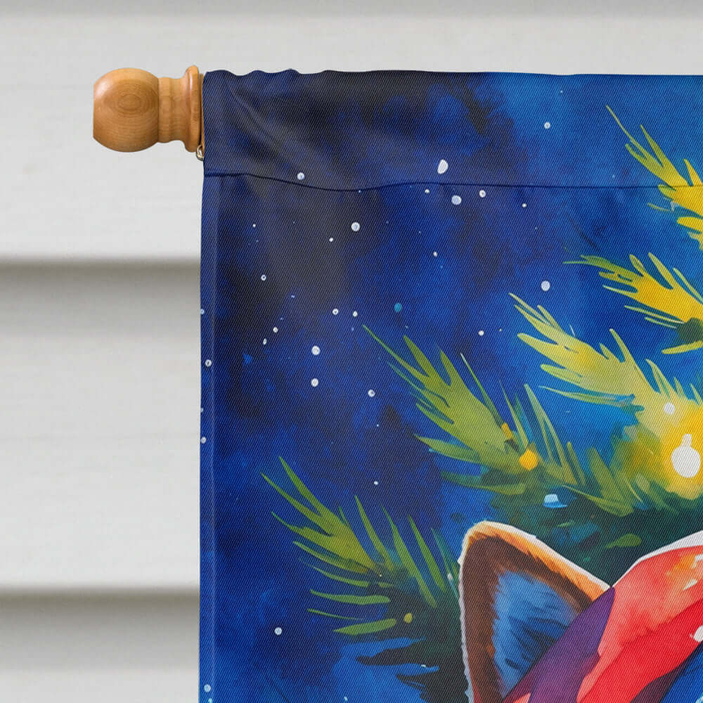 Shiba Inu Christmas House Flag 28x40 Porch Sleeve Pole Decorative Outside Yard Banner Artwork Wall Hanging, Polyester
