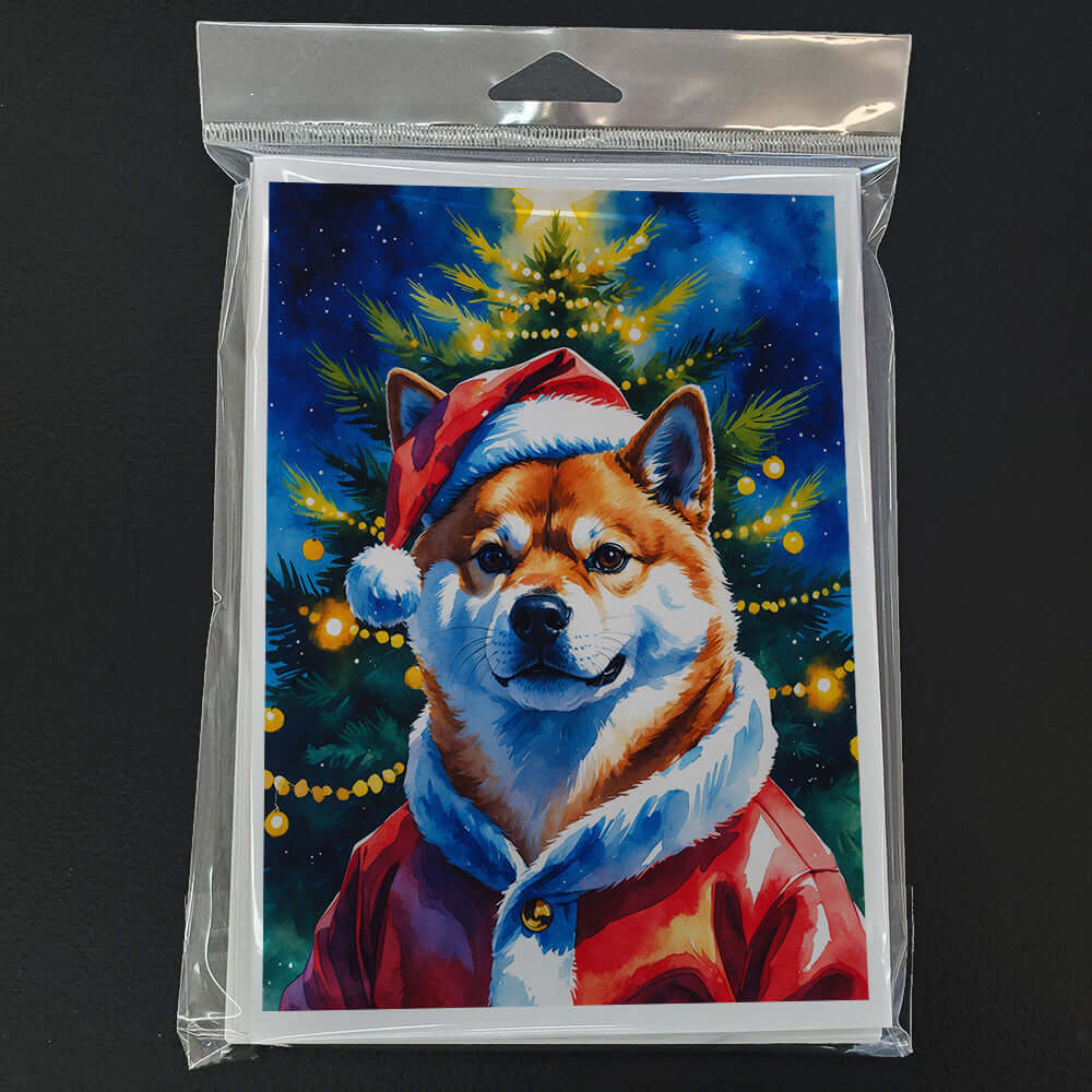 Shiba Inu Christmas Greeting Cards Pack of 8 Blank Cards with Envelopes Whimsical A7 Size 5x7
