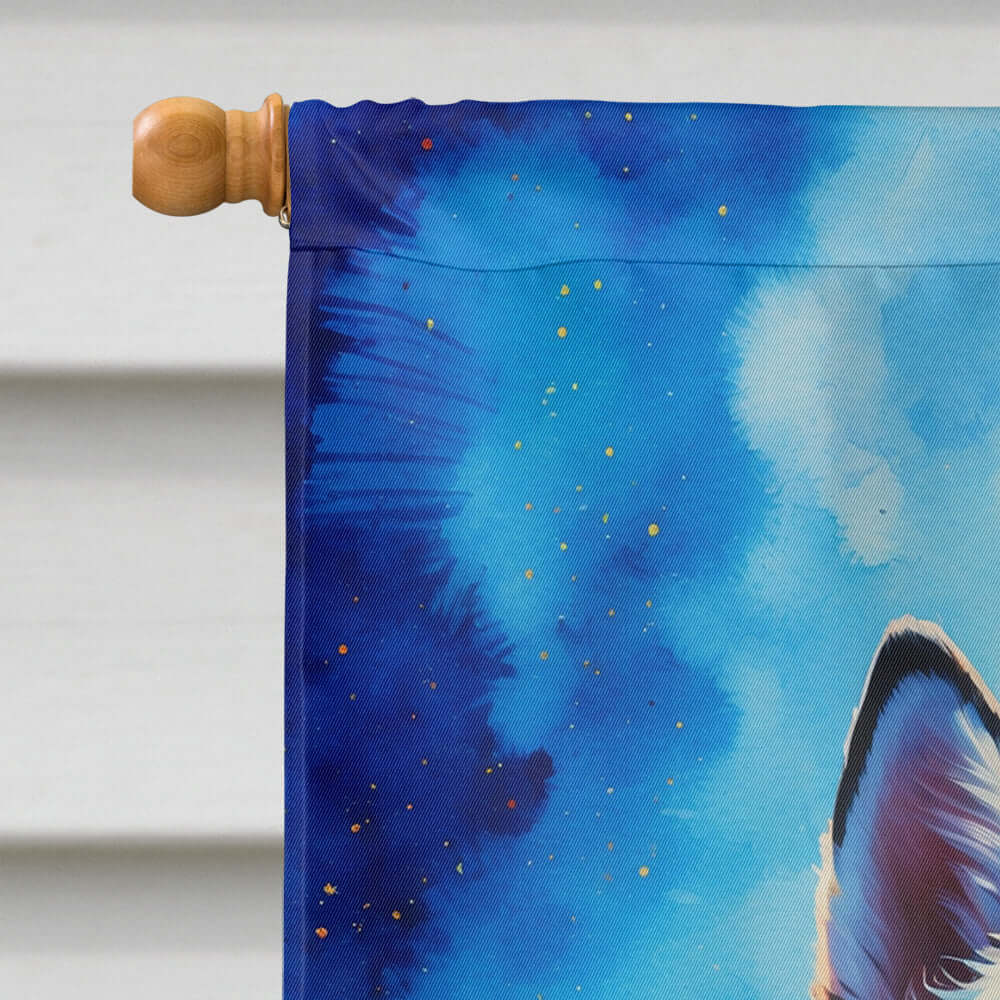 Siberian Husky Christmas House Flag 28x40 Porch Sleeve Pole Decorative Outside Yard Banner Artwork Wall Hanging, Polyester