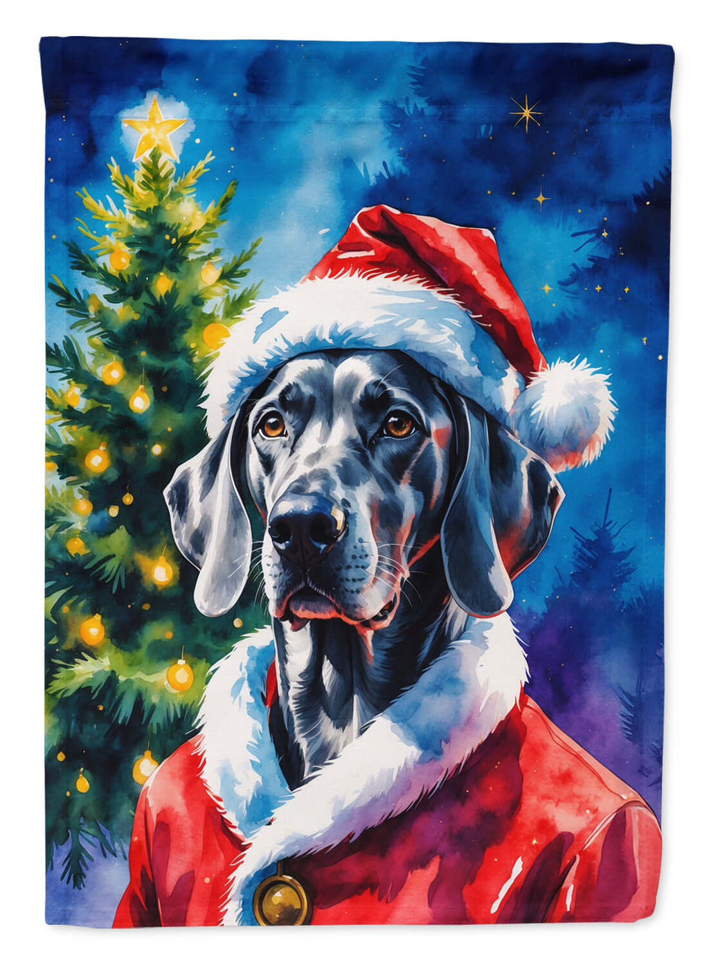 Weimaraner Christmas House Flag 28x40 Porch Sleeve Pole Decorative Outside Yard Banner Artwork Wall Hanging, Polyester