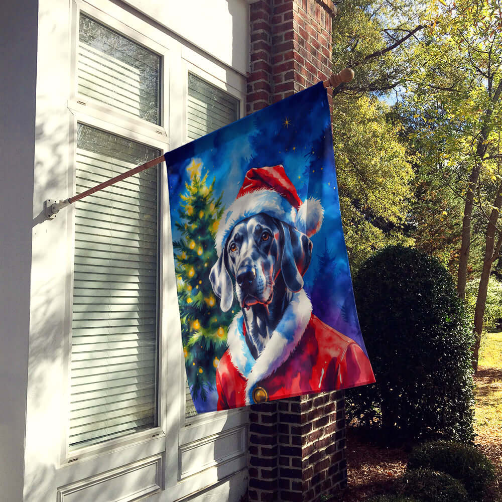 Weimaraner Christmas House Flag 28x40 Porch Sleeve Pole Decorative Outside Yard Banner Artwork Wall Hanging, Polyester