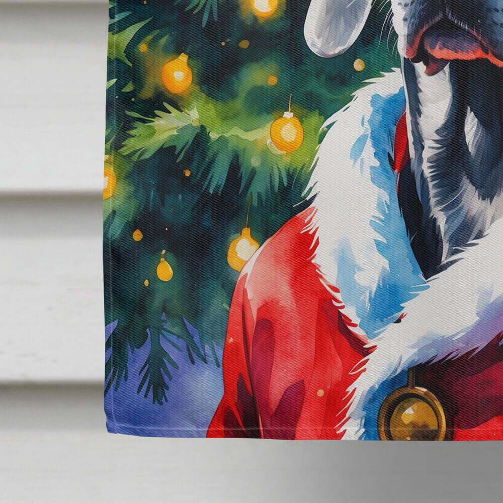 Weimaraner Christmas House Flag 28x40 Porch Sleeve Pole Decorative Outside Yard Banner Artwork Wall Hanging, Polyester