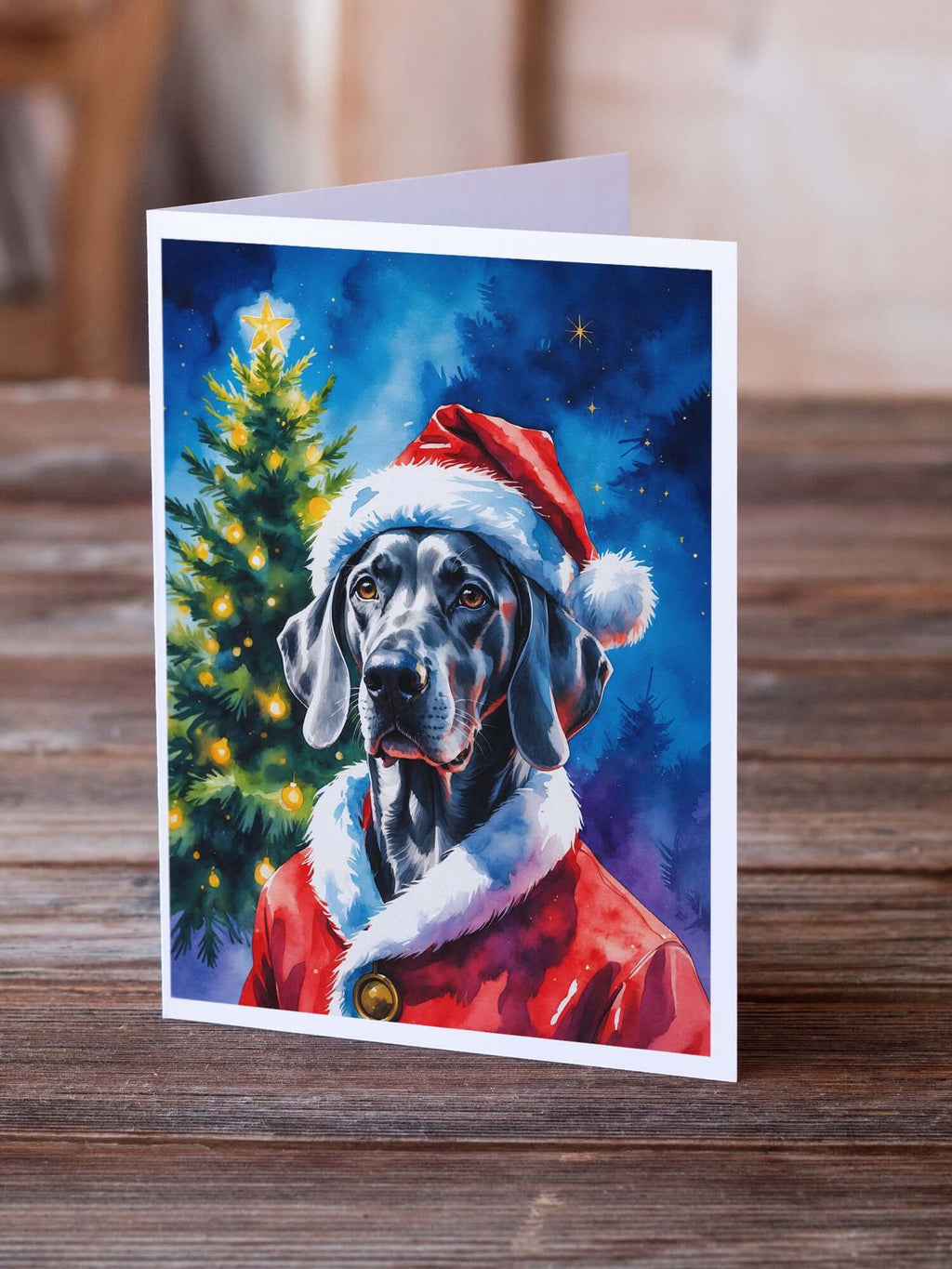 Weimaraner Christmas Greeting Cards Pack of 8 Blank Cards with Envelopes Whimsical A7 Size 5x7