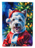 Westie Christmas House Flag 28x40 Porch Sleeve Pole Decorative Outside Yard Banner Artwork Wall Hanging, Polyester