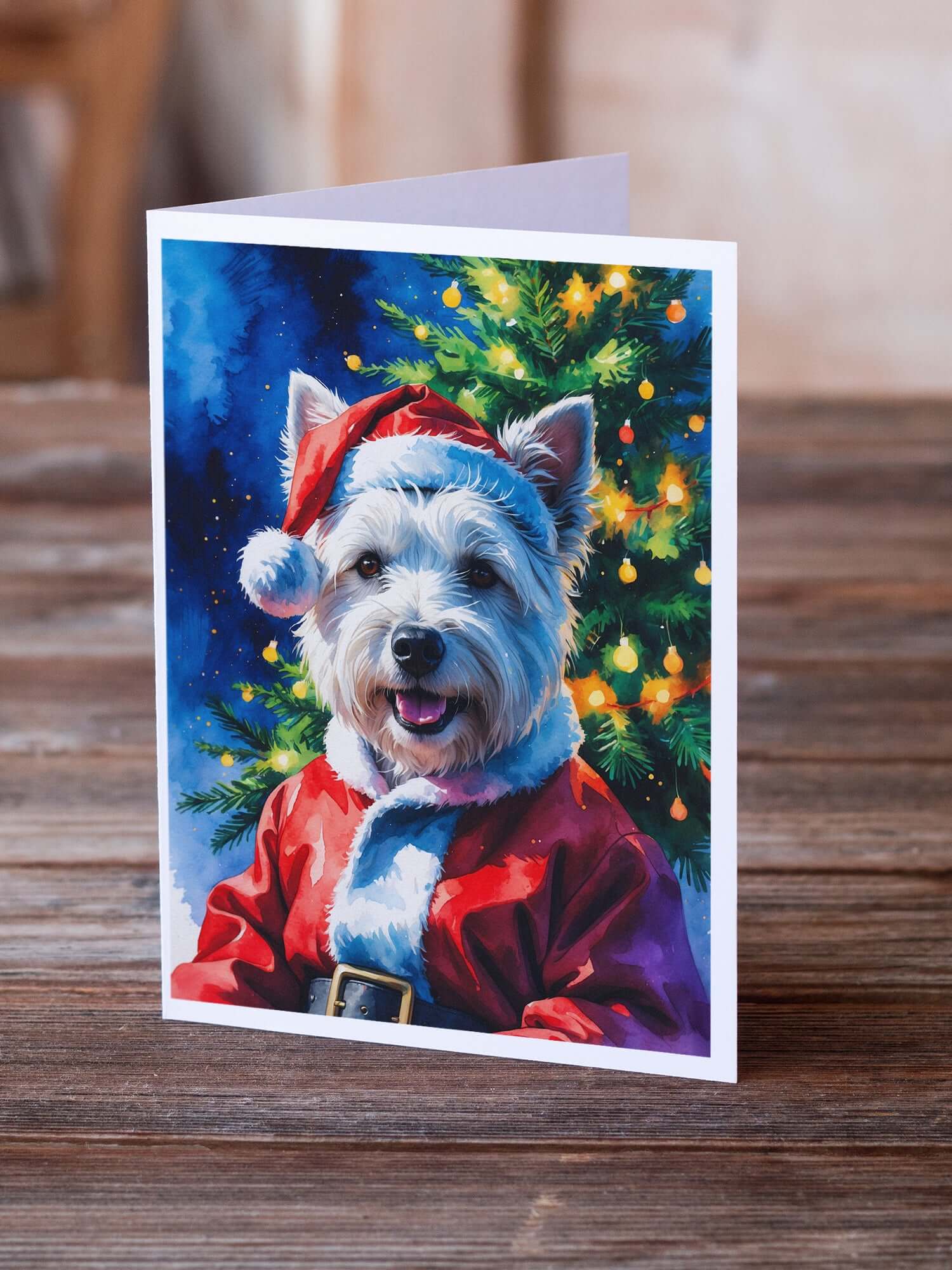 Westie Christmas Greeting Cards Pack of 8 Blank Cards with Envelopes Whimsical A7 Size 5x7