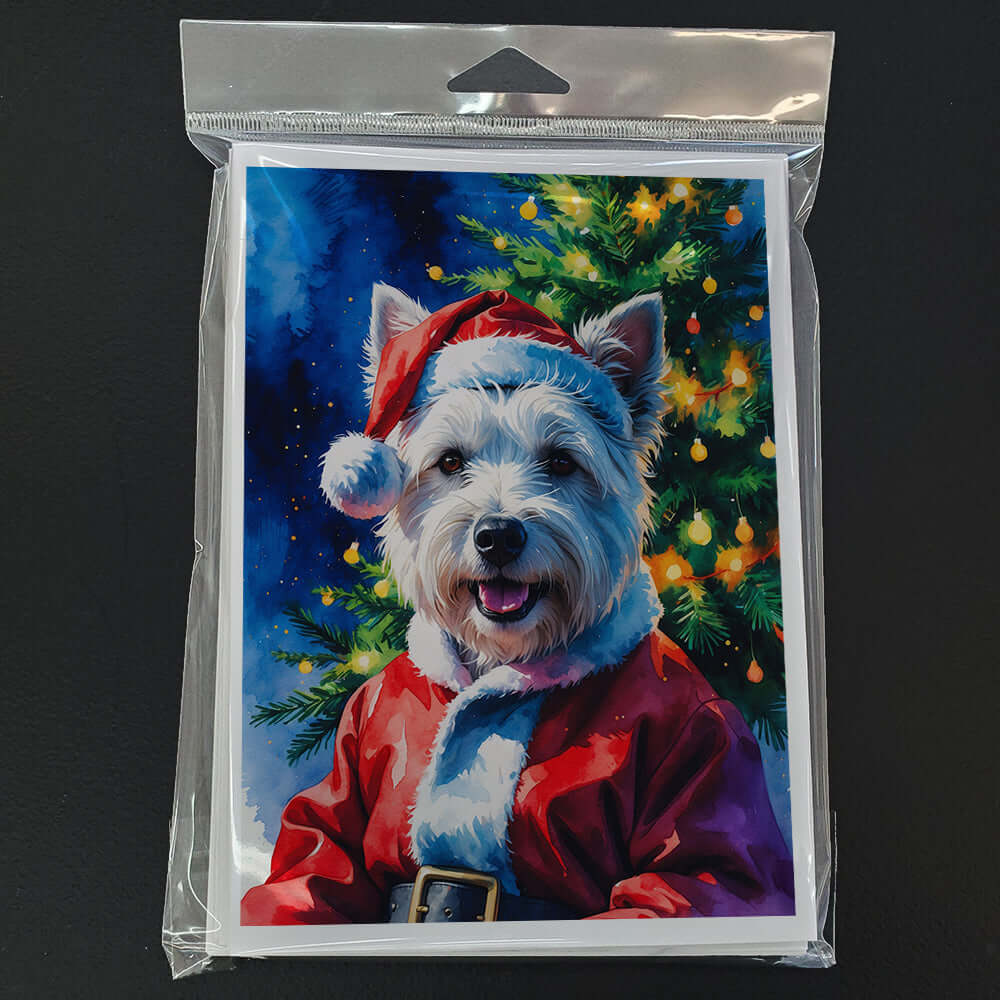 Westie Christmas Greeting Cards Pack of 8 Blank Cards with Envelopes Whimsical A7 Size 5x7