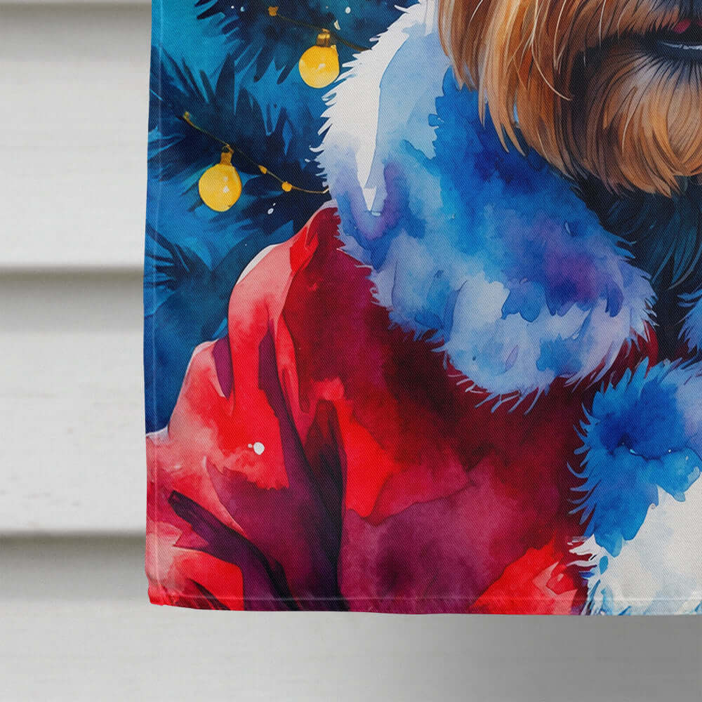 Yorkshire Terrier Christmas House Flag 28x40 Porch Sleeve Pole Decorative Outside Yard Banner Artwork Wall Hanging, Polyester