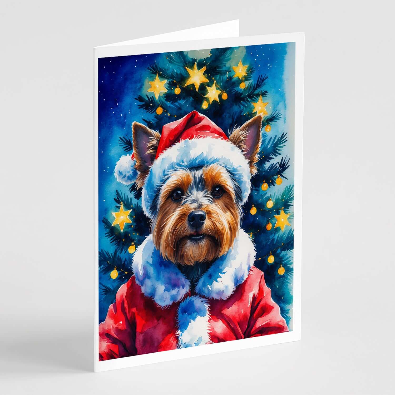 Yorkshire Terrier Christmas Greeting Cards Pack of 8 Blank Cards with Envelopes Whimsical A7 Size 5x7
