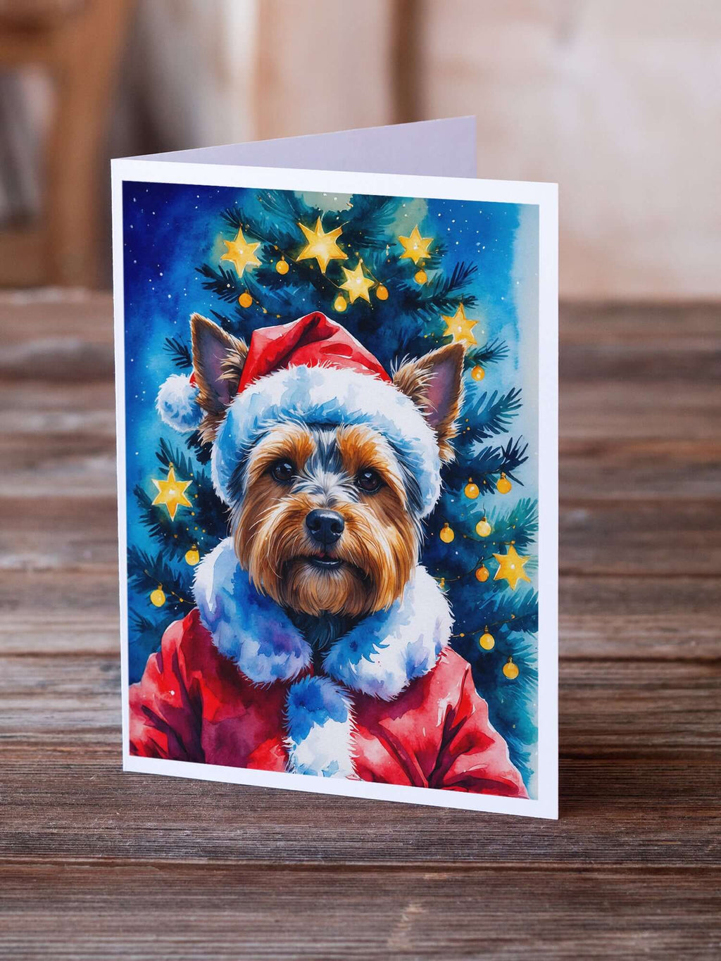 Yorkshire Terrier Christmas Greeting Cards Pack of 8 Blank Cards with Envelopes Whimsical A7 Size 5x7