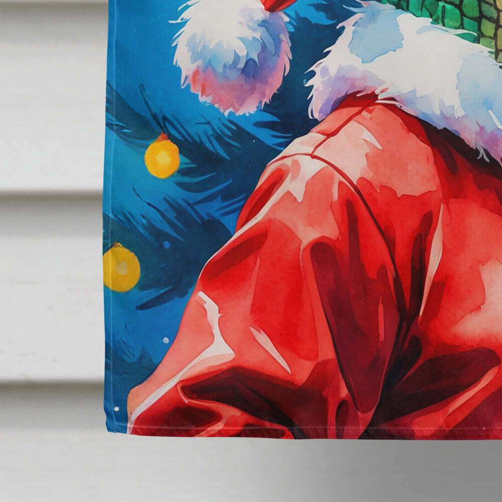 Alligator Christmas House Flag 28x40 Porch Sleeve Pole Decorative Outside Yard Banner Artwork Wall Hanging, Polyester