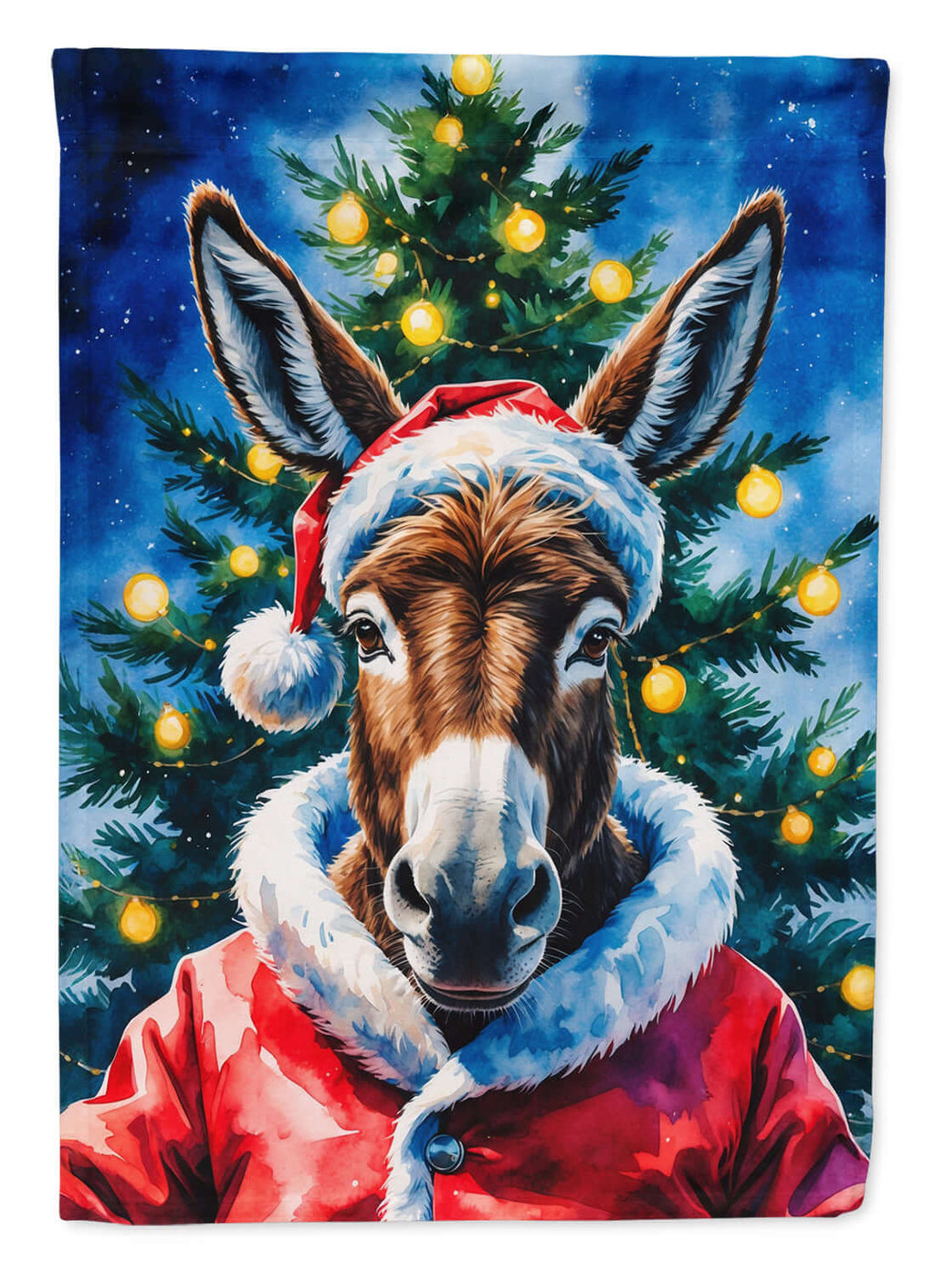 Donkey Christmas House Flag 28x40 Porch Sleeve Pole Decorative Outside Yard Banner Artwork Wall Hanging, Polyester