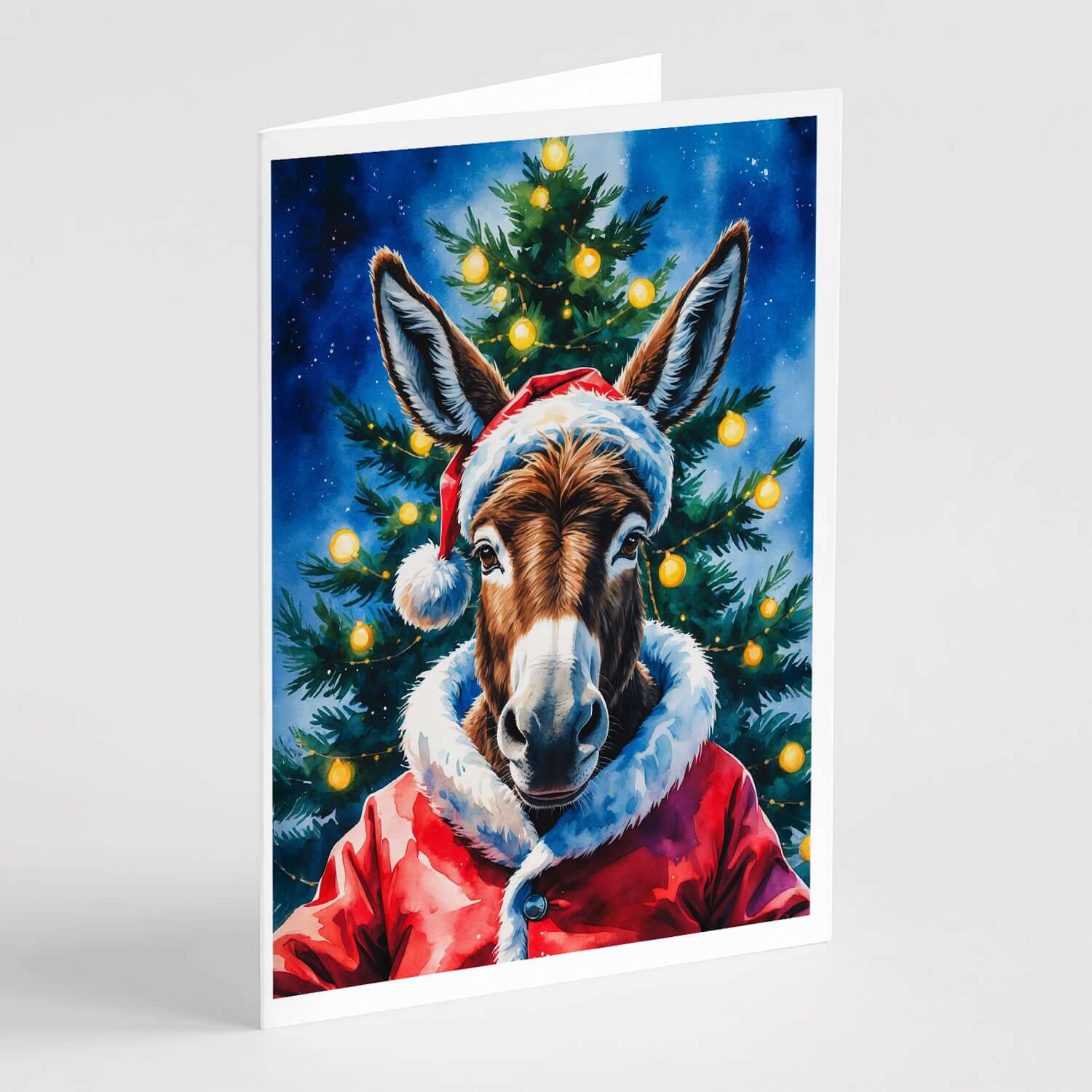 Donkey Christmas Greeting Cards Pack of 8 Blank Cards with Envelopes Whimsical A7 Size 5x7