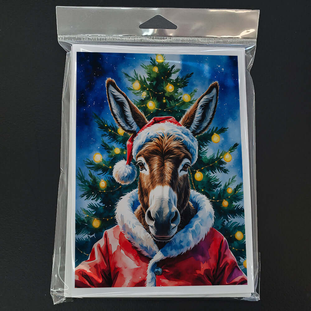 Donkey Christmas Greeting Cards Pack of 8 Blank Cards with Envelopes Whimsical A7 Size 5x7