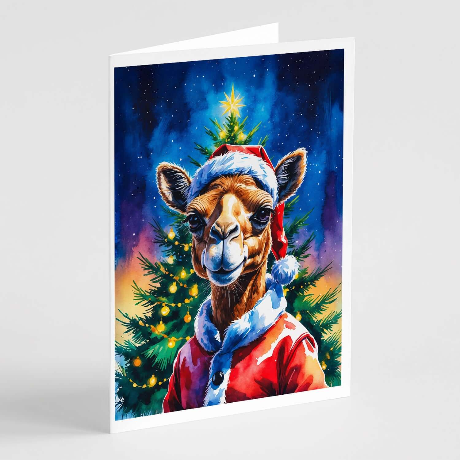 Camel Christmas Greeting Cards Pack of 8 Blank Cards with Envelopes Whimsical A7 Size 5x7
