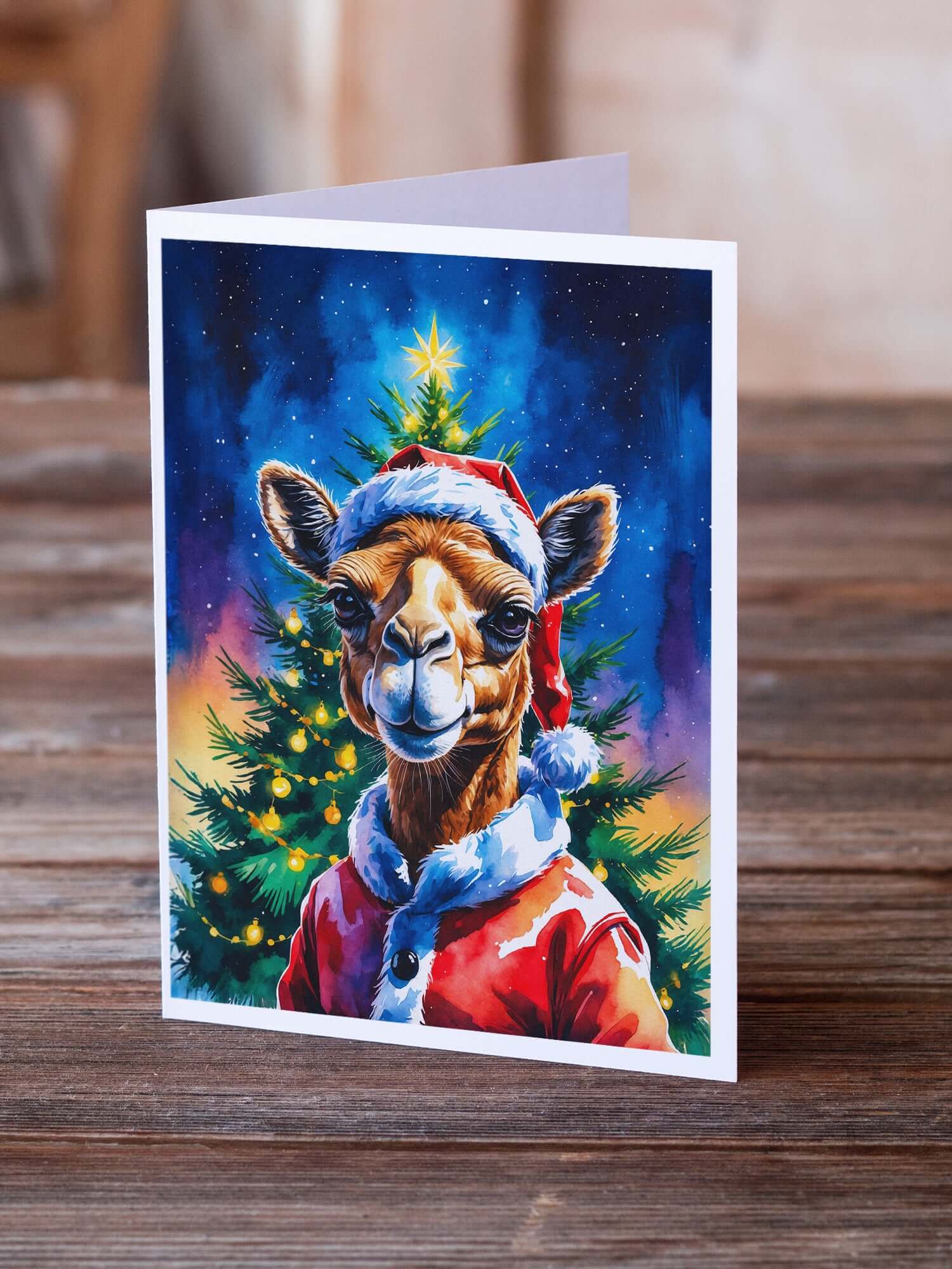 Camel Christmas Greeting Cards Pack of 8 Blank Cards with Envelopes Whimsical A7 Size 5x7
