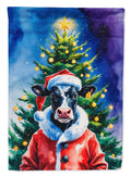 Cow Christmas House Flag 28x40 Porch Sleeve Pole Decorative Outside Yard Banner Artwork Wall Hanging, Polyester