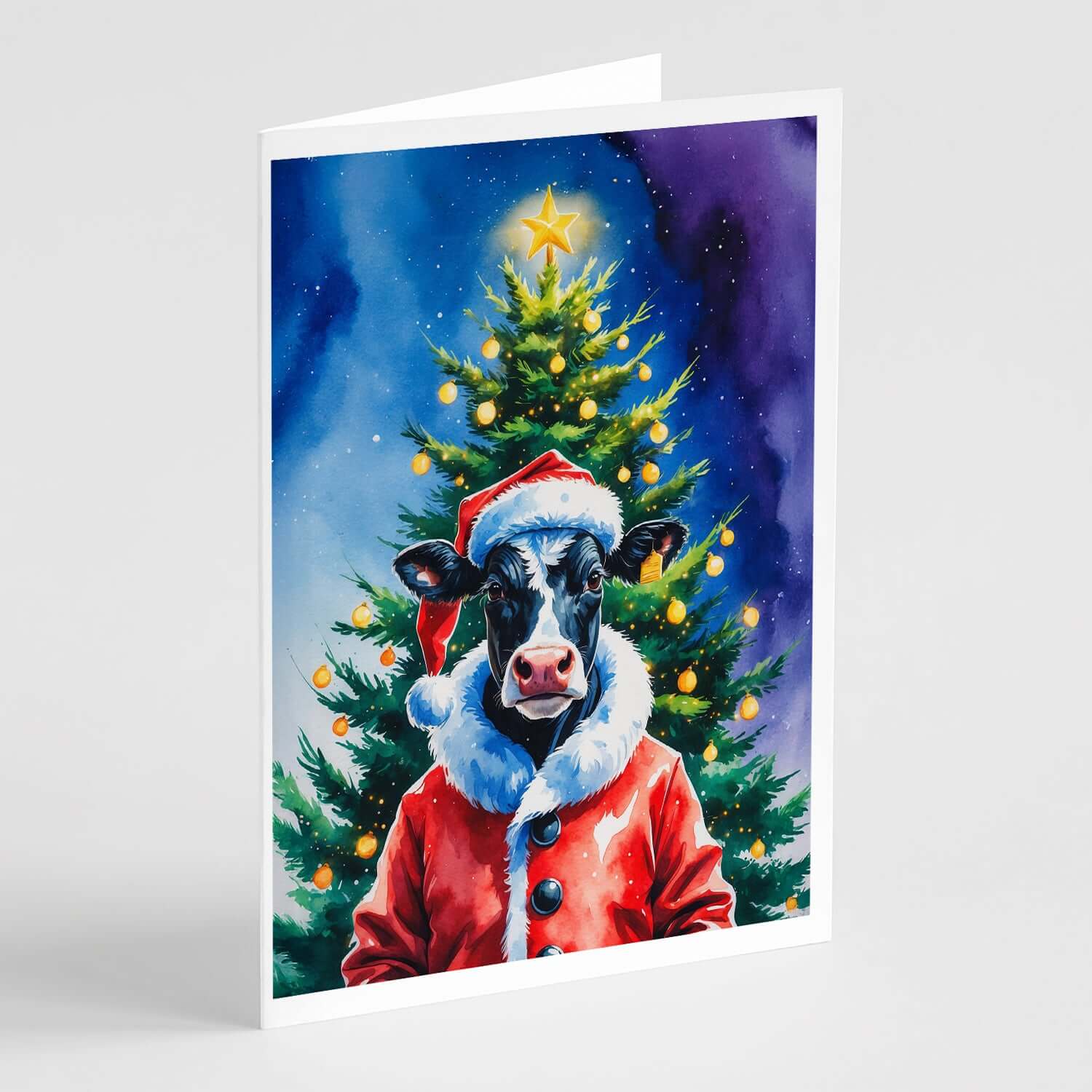 Cow Christmas Greeting Cards Pack of 8 Blank Cards with Envelopes Whimsical A7 Size 5x7