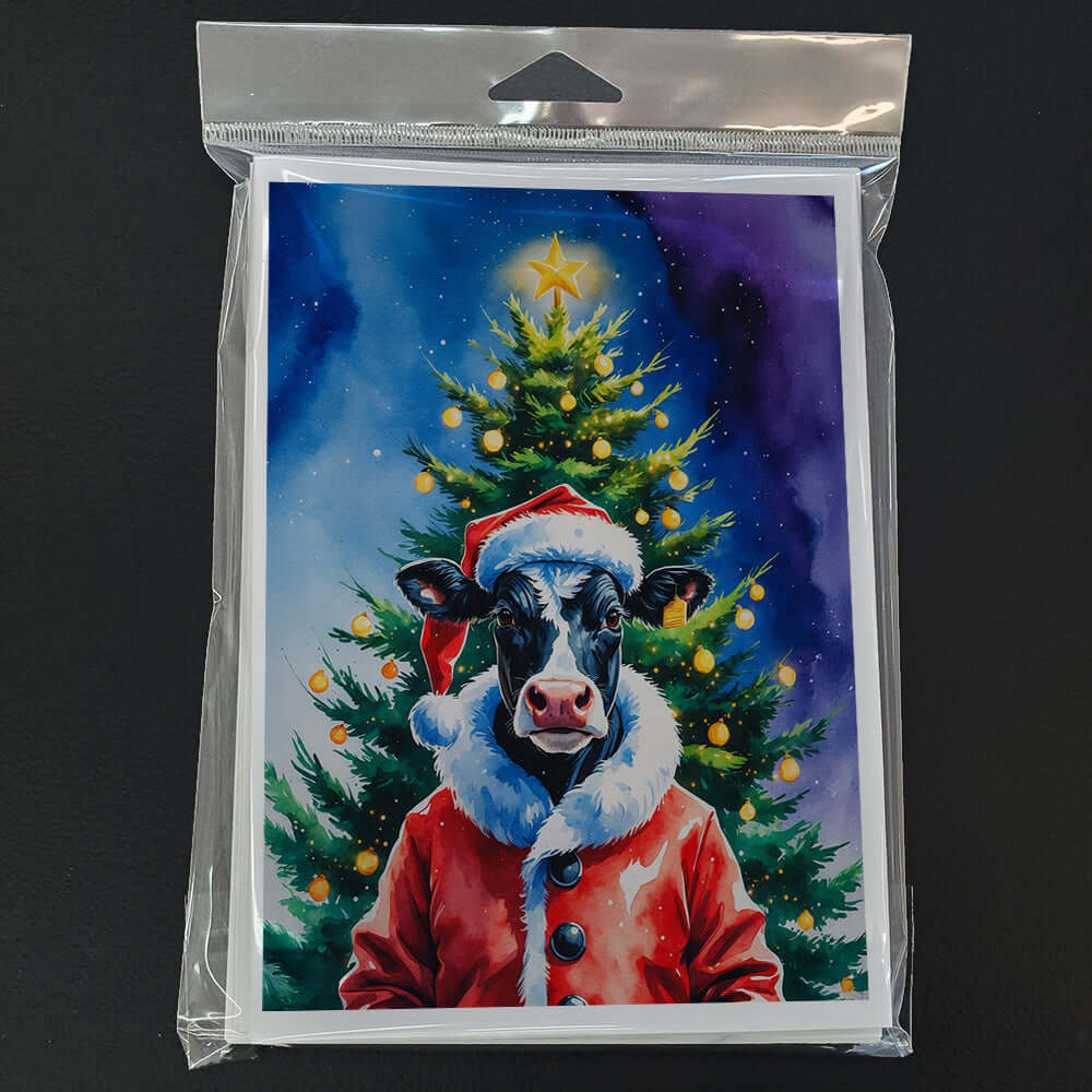 Cow Christmas Greeting Cards Pack of 8 Blank Cards with Envelopes Whimsical A7 Size 5x7