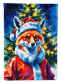 Fox Christmas House Flag 28x40 Porch Sleeve Pole Decorative Outside Yard Banner Artwork Wall Hanging, Polyester