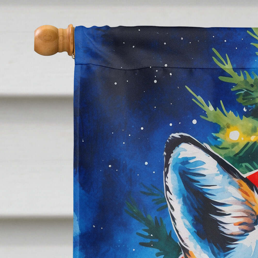 Fox Christmas House Flag 28x40 Porch Sleeve Pole Decorative Outside Yard Banner Artwork Wall Hanging, Polyester