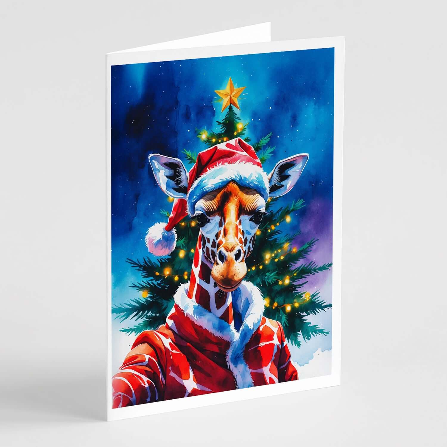 Giraffe Christmas Greeting Cards Pack of 8 Blank Cards with Envelopes Whimsical A7 Size 5x7