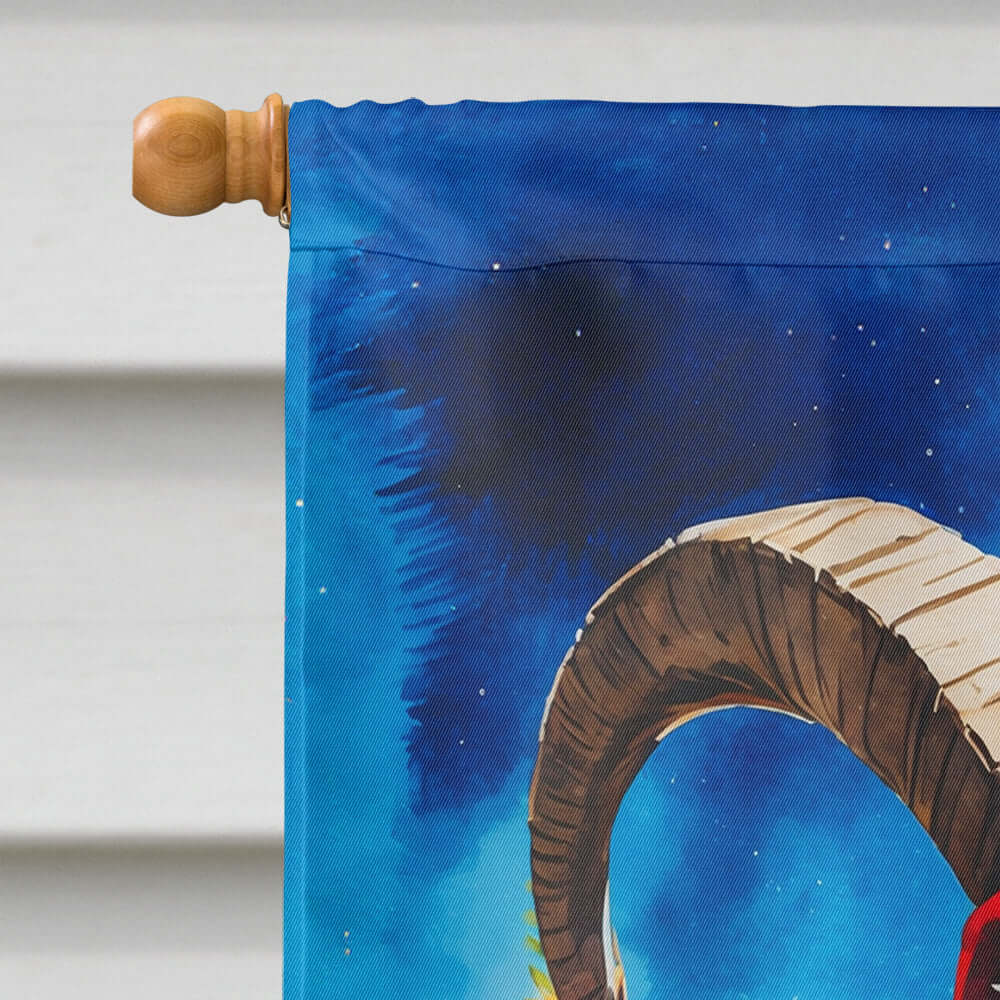 Goat Christmas House Flag 28x40 Porch Sleeve Pole Decorative Outside Yard Banner Artwork Wall Hanging, Polyester