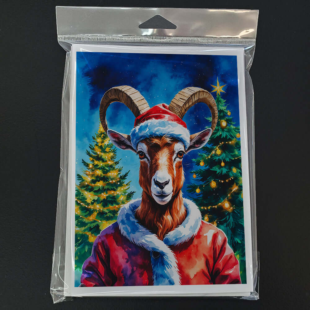 Goat Christmas Greeting Cards Pack of 8 Blank Cards with Envelopes Whimsical A7 Size 5x7