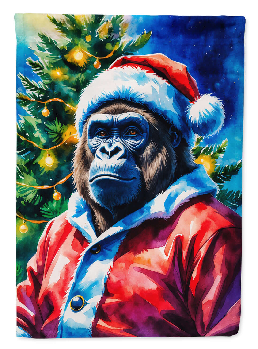 Gorilla Christmas House Flag 28x40 Porch Sleeve Pole Decorative Outside Yard Banner Artwork Wall Hanging, Polyester