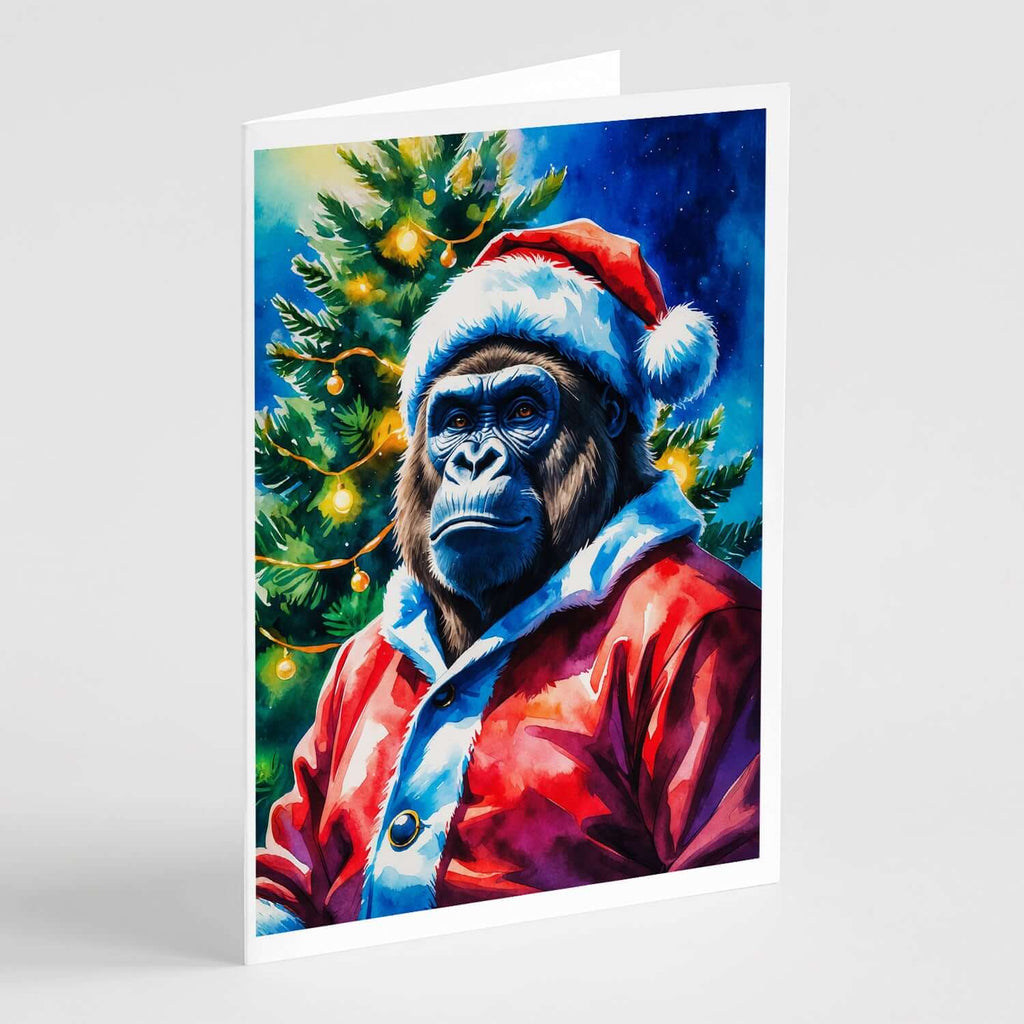 Gorilla Christmas Greeting Cards Pack of 8 Blank Cards with Envelopes Whimsical A7 Size 5x7