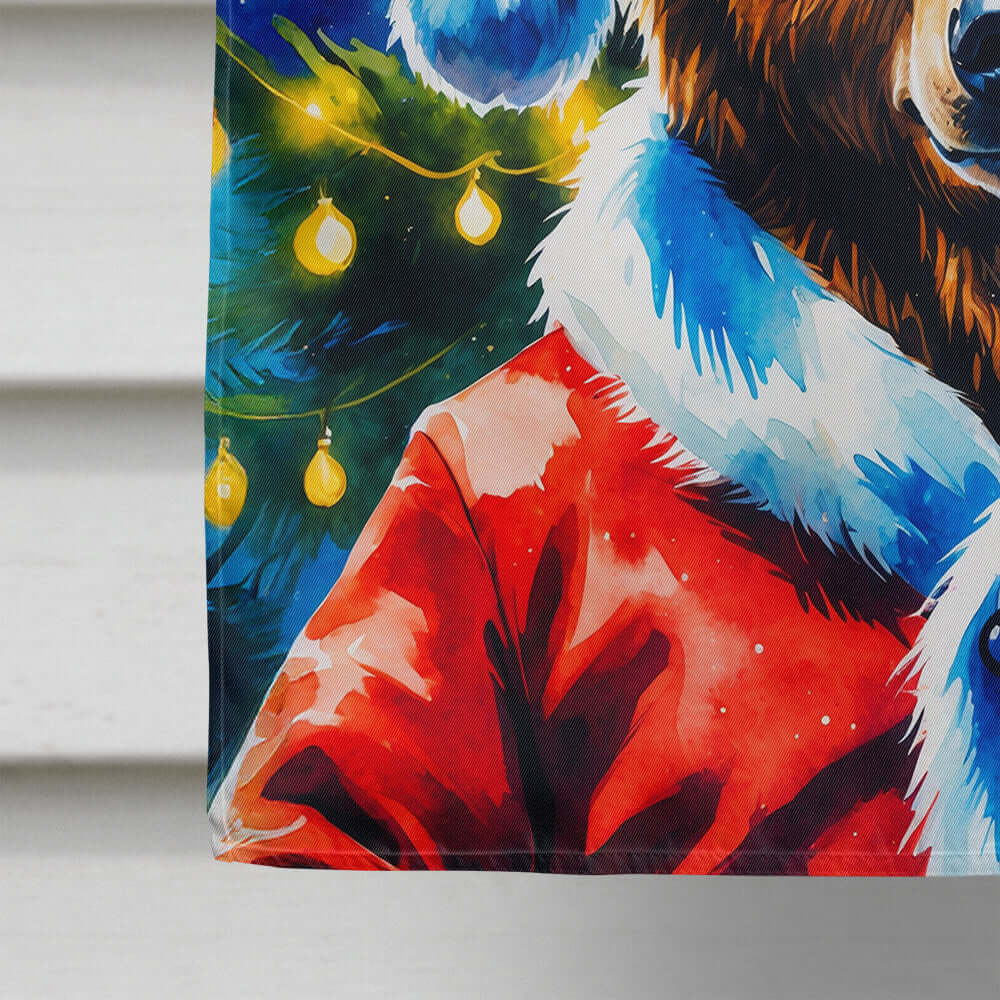 Bear Christmas House Flag 28x40 Porch Sleeve Pole Decorative Outside Yard Banner Artwork Wall Hanging, Polyester