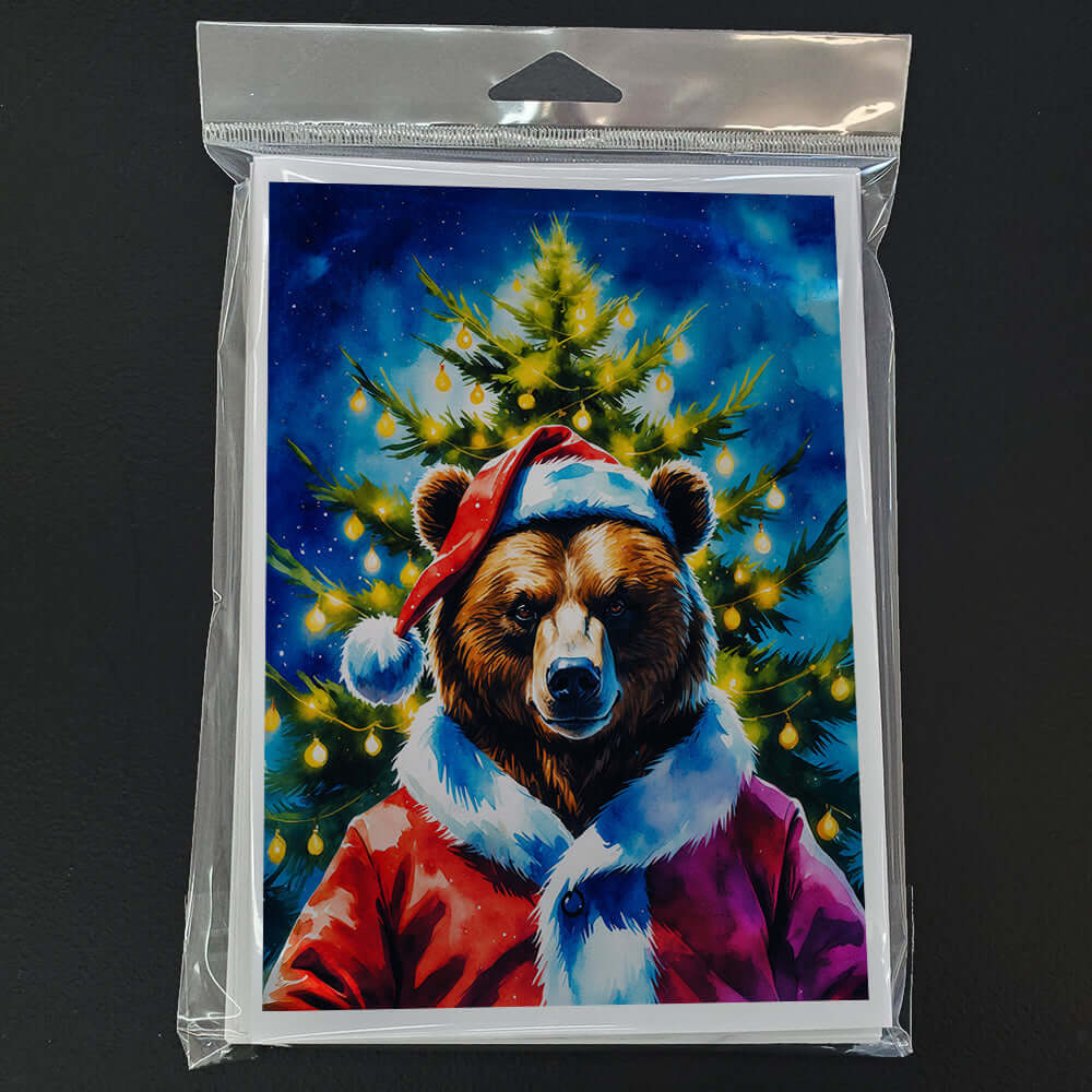 Bear Christmas Greeting Cards Pack of 8 Blank Cards with Envelopes Whimsical A7 Size 5x7
