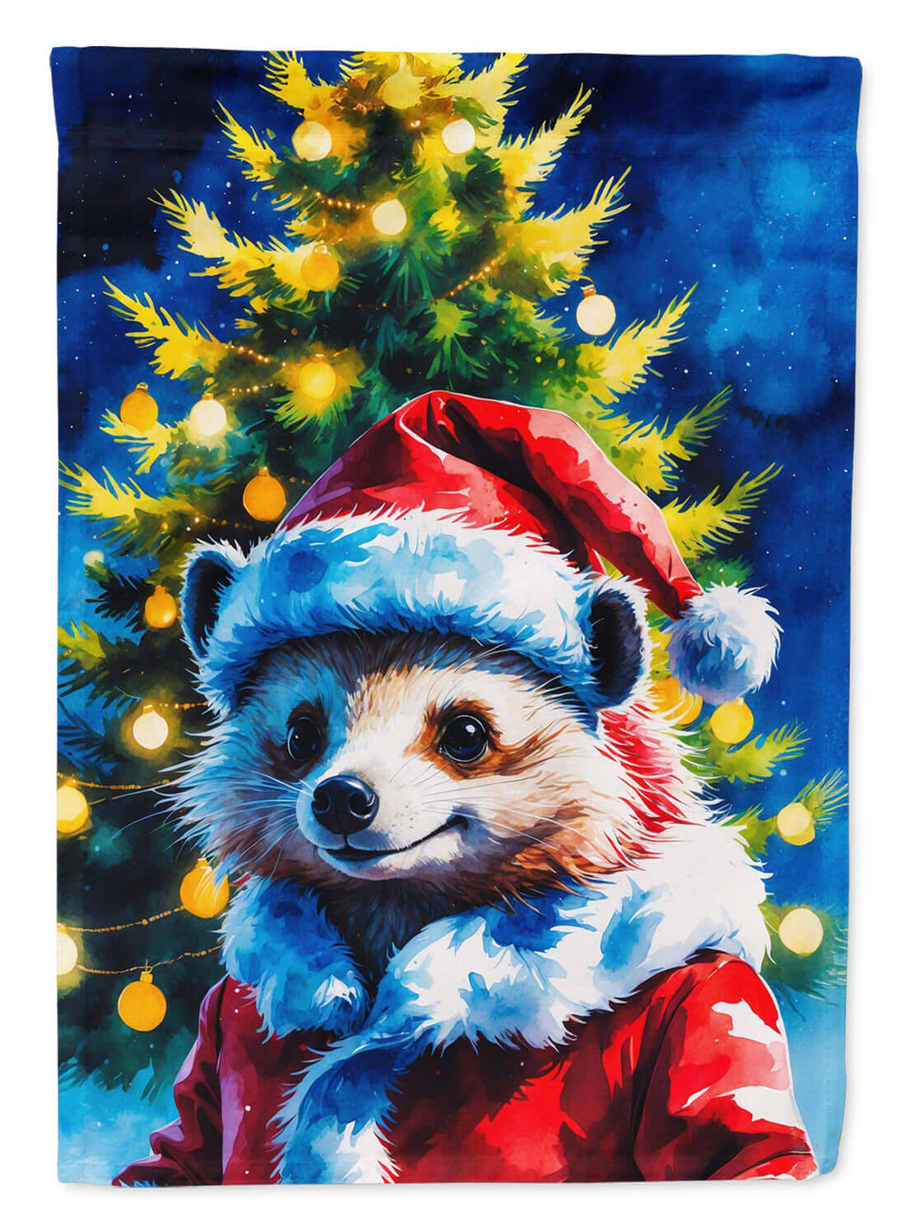 Hedgehog Christmas House Flag 28x40 Porch Sleeve Pole Decorative Outside Yard Banner Artwork Wall Hanging, Polyester