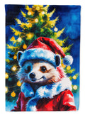 Hedgehog Christmas House Flag 28x40 Porch Sleeve Pole Decorative Outside Yard Banner Artwork Wall Hanging, Polyester