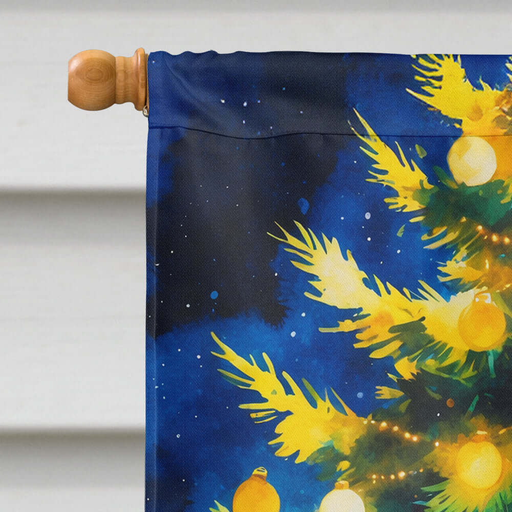 Hedgehog Christmas House Flag 28x40 Porch Sleeve Pole Decorative Outside Yard Banner Artwork Wall Hanging, Polyester